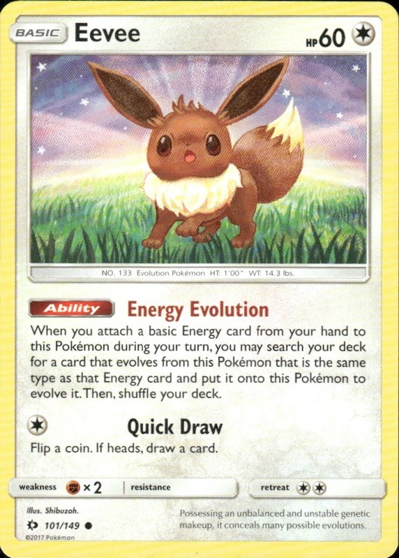EEVEE 101/149 SM BASE SET COMMON POKEMON SHIBUZOH