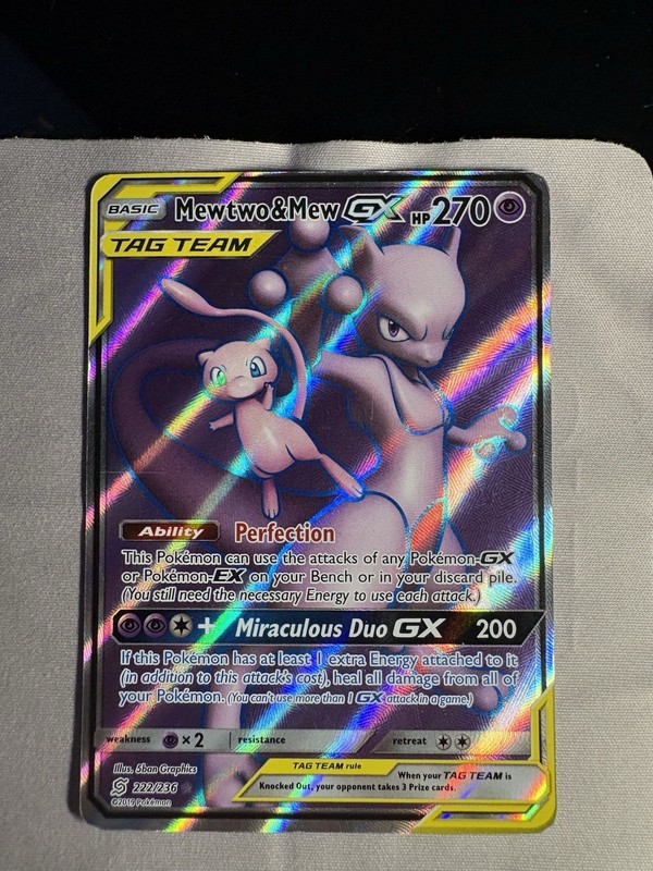 Mewtwo & Mew GX SM-Unified Minds 222/236 Secret Rare Full Art TAG TEAM Holo Eng