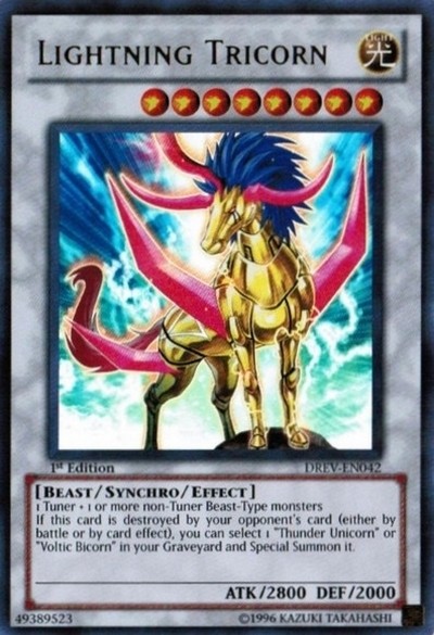 Lightning Tricorn – DREV-EN042 – Ultra Rare – 1st Edition – Heavily Played