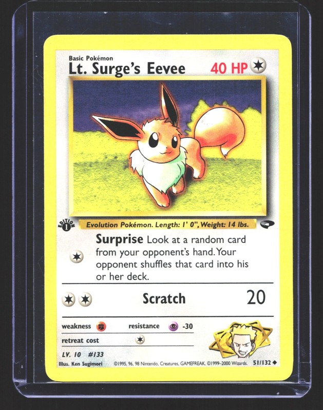 Lt. Surge’s Eevee Uncommon Gym Challenge 051/132 NM 1st Ed