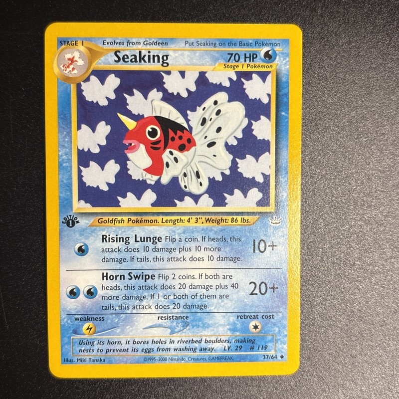 Seaking 37/64, 1st Edition, Neo Revelation Pokémon Card LP+/NM