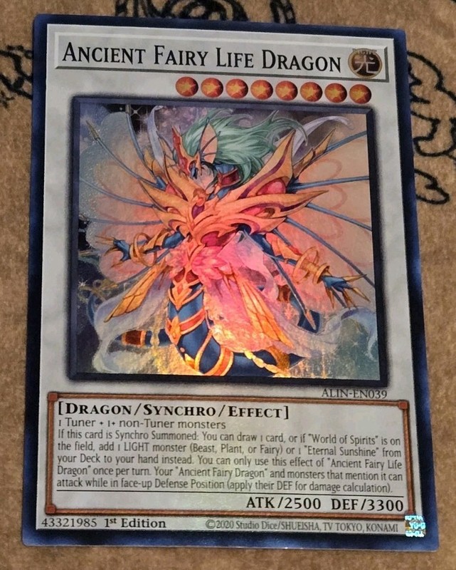 Yugioh Ancient Fairy Life Dragon ALIN-EN039 1st Edition Super Rare LP Presale