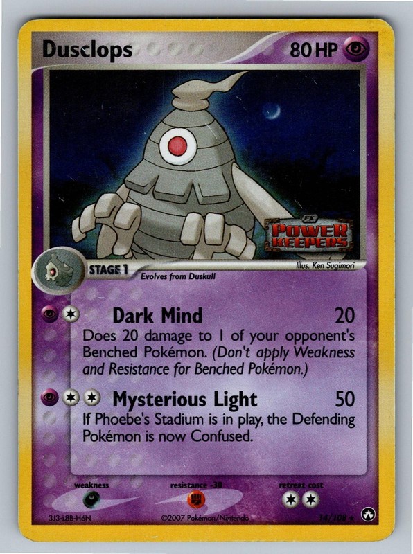 Dusclops 14/108 Rare Power Keepers Pokemon Reverse Holo Moderately Played