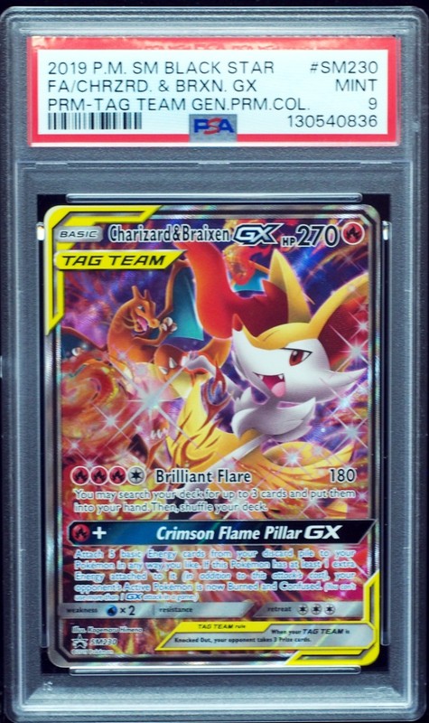 Charizard & Braixen GX SM230 PSA 9 Mint Pokemon Card New Cert