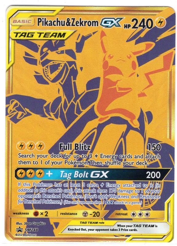 2021 Pokémon: Pikachu & Zekrom GX SM248 tag team Black Star promo NM