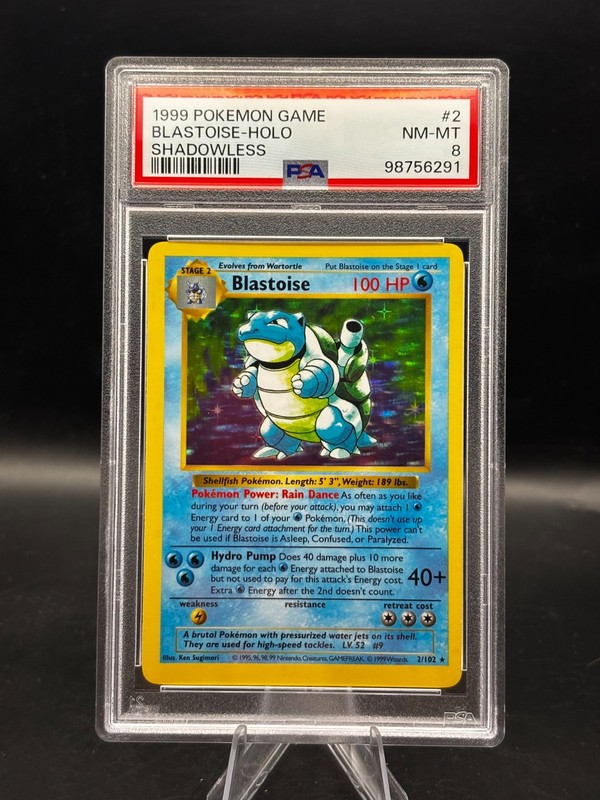 BLASTOISE BASE SET #2 [SHADOWLESS] PSA 8 HOLO (1999)
