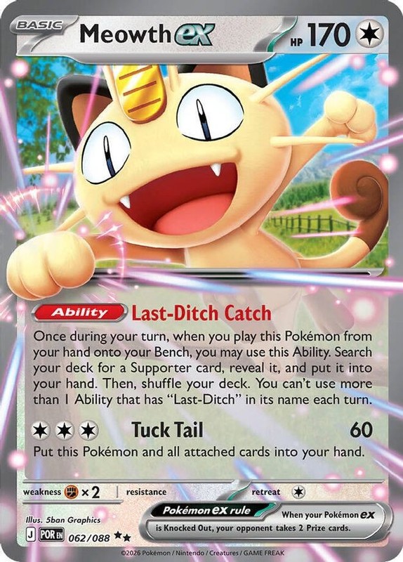 Pokemon Meowth ex (62/124) Perfect Order NM HOLO