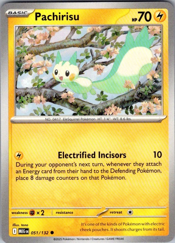 Pachirisu Mega Evolution 051/132 Common Pokemon Near Mint