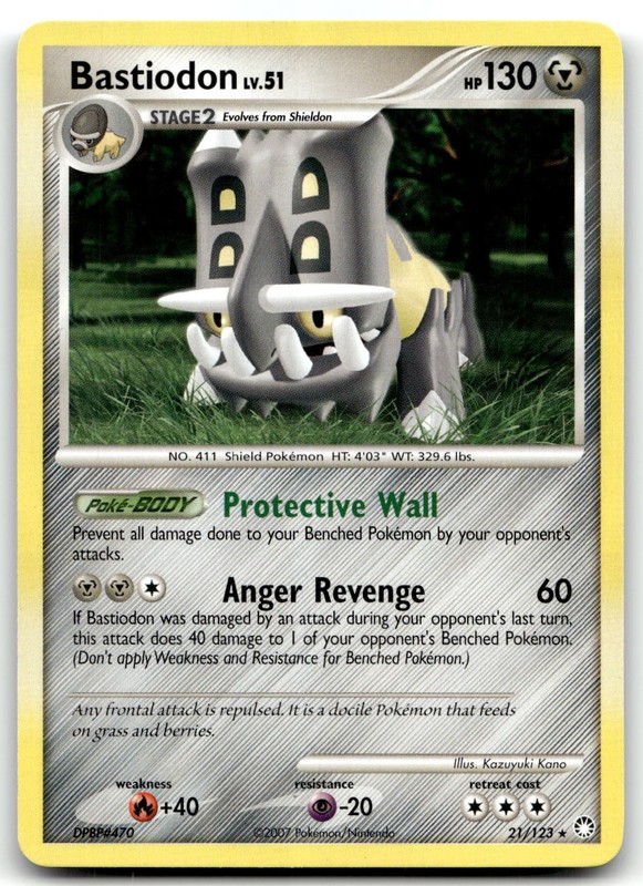 Bastiodon 21/123 Mysterious Treasures Rare Normal Pokemon TCG LP