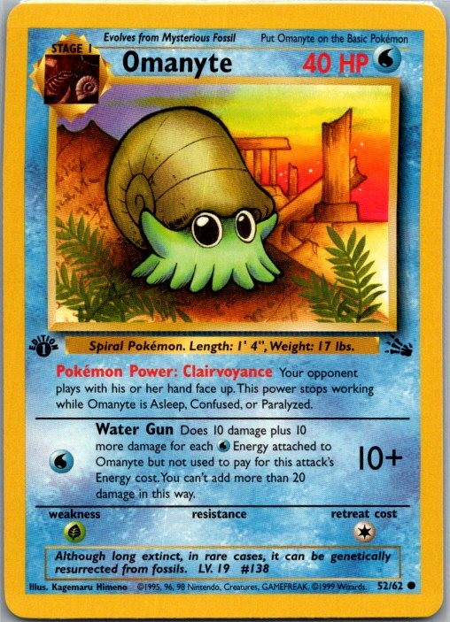 Omanyte Fossil 52/62 LP 1st Edition