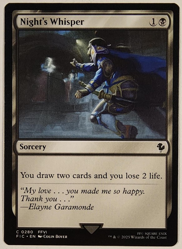 Night’s Whisper 280 Commander: FINAL FANTASY Magic: The Gathering Common NM