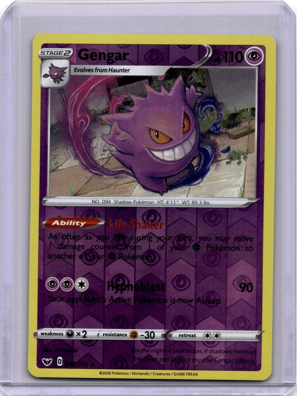 Pokémon Gengar Holo Rare SWSH01: Sword & Shield Base Set 085/202 NM