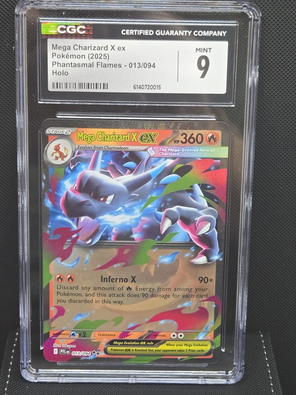 Pokemon Mega Charizard X EX 013/094 Phantasmal Flames Holo Card CGC 9 Mint
