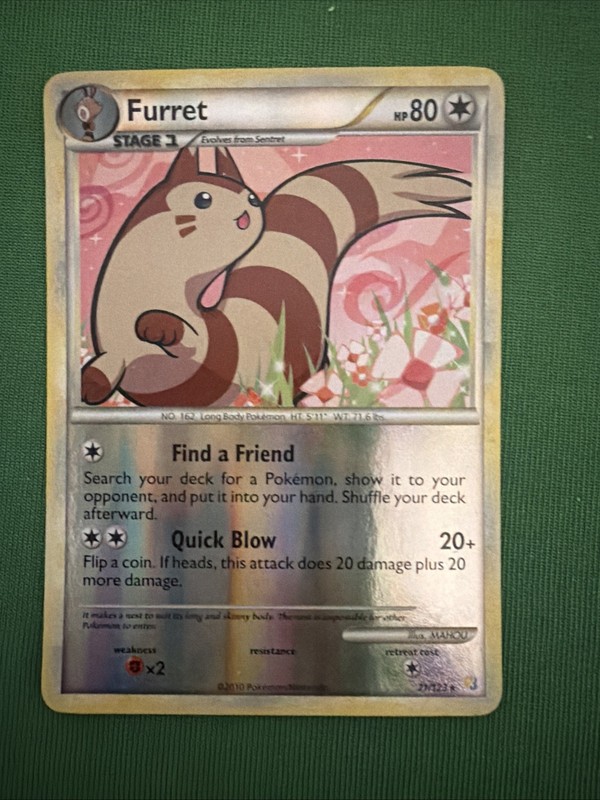 Furret Pokemon TCG Heartgold And Soulsilver Reverse Holo Rare Card #21/123