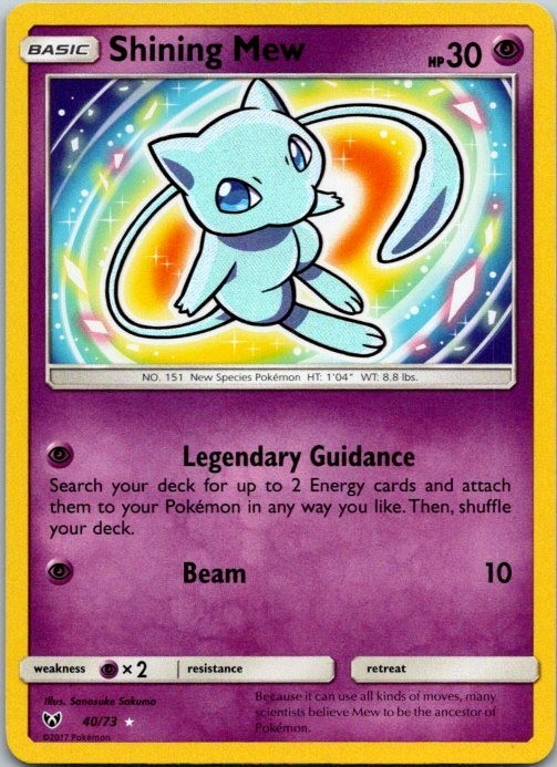 Shining Mew 40/73 Shining Legends Holo Good Centering