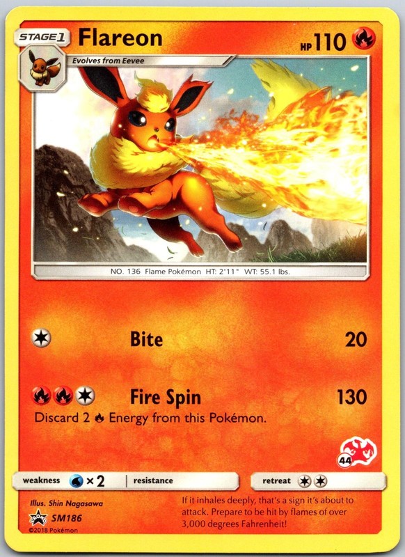 Flareon SM186 (#44 Charizard Stamped) Promo Battle Academy NM