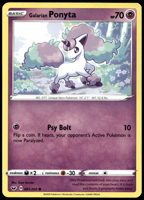 Galarian Ponyta Common SWSH01: Sword & Shield Base Set 081/202 NM