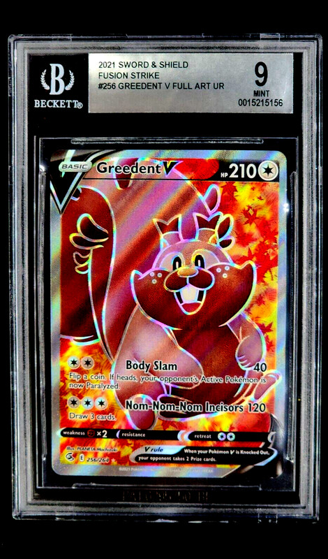 2021 Pokemon Sword & Shield Fusion Strike #256 Greedent V Full Art UR BGS 9 Mint