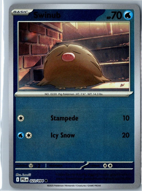 Pokemon Card – Swinub Phantasmal Flames 023/094 2025 Common Reverse Holo NM
