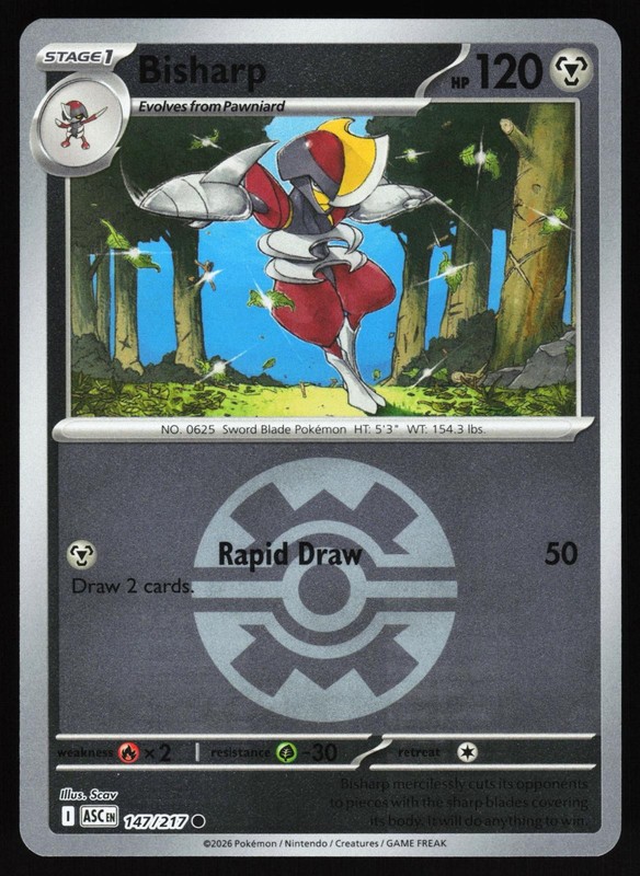Bisharp (Quick Ball) 147/217 Common Ascended Heroes Pokemon Reverse Holo NM