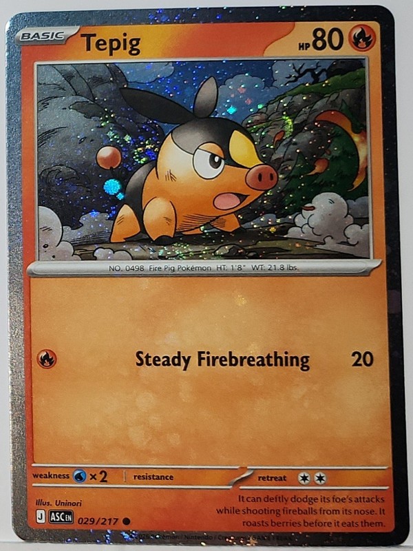 Fart Swirl 🌀 Tepig 029/217 Cosmos Holo Bleed Error Rare Pokémon TCG ✨️ 11