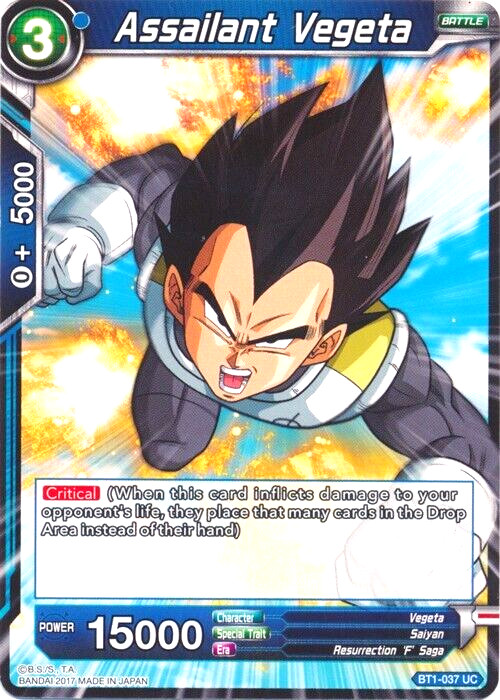 Dragon Ball Super Card BT1-037 UC Assailant Vegeta Near Mint