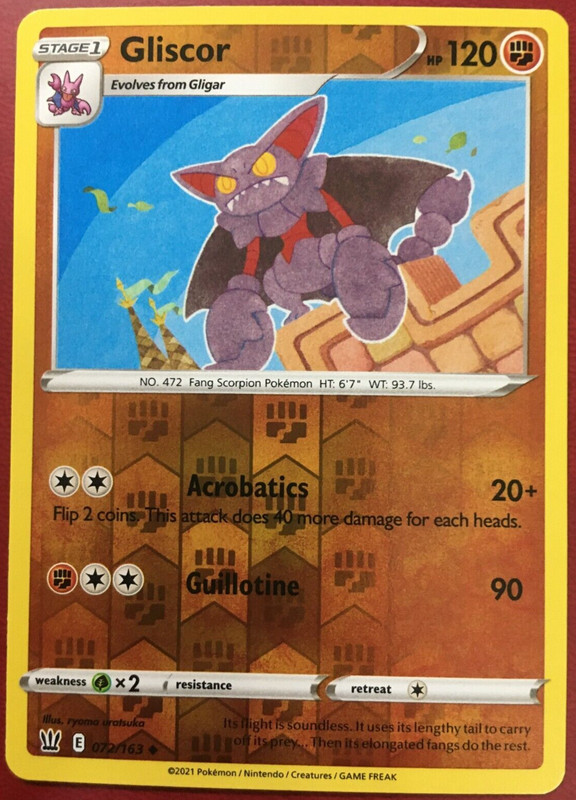 POKEMON GLISCOR 072/163 BATTLE STYLES UNCOMMON REVERSE HOLO NEAR MINT