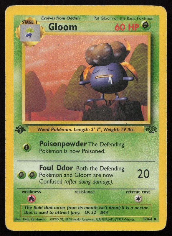 Gloom 37/64 1st Edition Uncommon Jungle Pokemon English HP