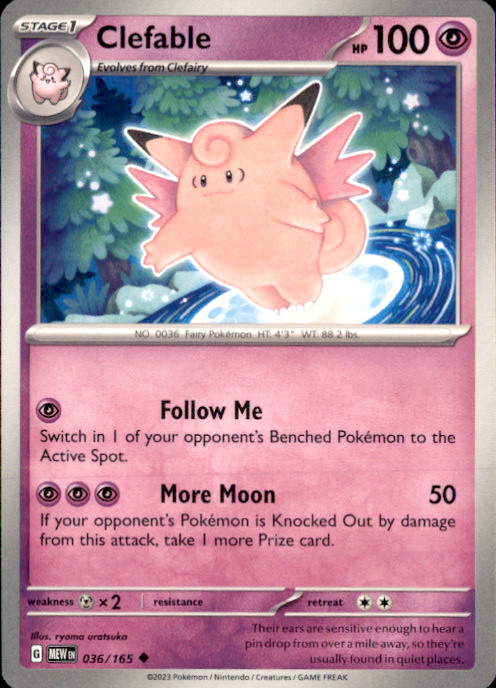 Clefable Uncommon SV: Scarlet & Violet 151 036/165 NM ryoma uratsuka 2023
