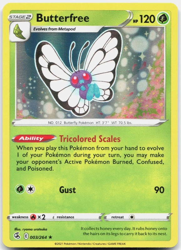 Butterfree Holo SWSH08: Fusion Strike 003/264 NM ryoma uratsuka