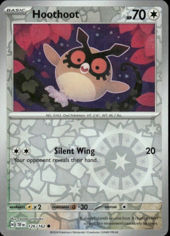 HOOTHOOT 126/162 TEMPORAL FORCES COMMON REVERSE HOLO POKEMON RYOMA URATSUKA