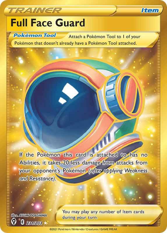 Full Face Guard 231/203 Secret Rare Evolving Skies Pokemon Near Mint