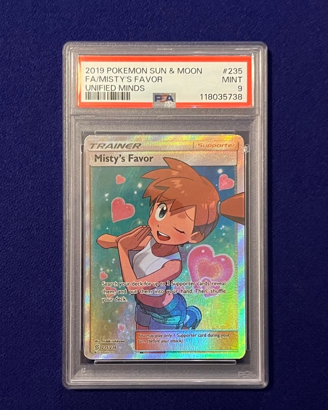 PSA 9 Misty’s Favor #235 Sun & Moon Unified Minds 2019 Pokemon MINT