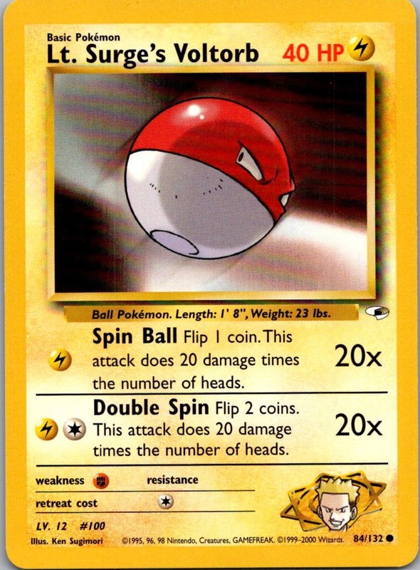 Lt. Surge’s Voltorb Common Gym Heroes 084/132 NM
