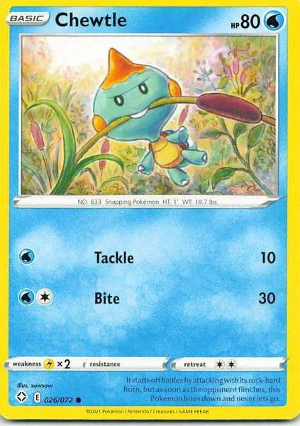 Chewtle 026/072 Shining Fates Common NM Pokemon TCG