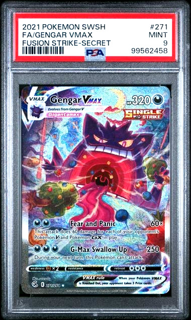 Gengar VMAX Sword & Shield Fusion Strike #271 Alternate Art Secret Rare FA PSA 9
