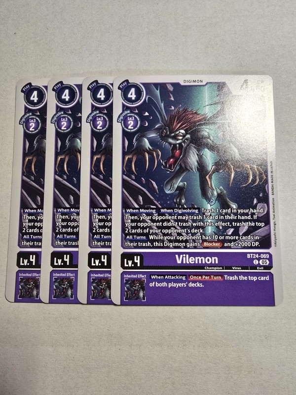 Digimon TCG BT24-069 Time Stranger Vilemon x4 Playset
