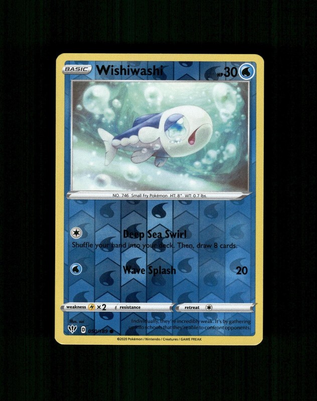 Wishiwashi 050/189 Common Darkness Ablaze Pokemon Reverse Holo Near Mint