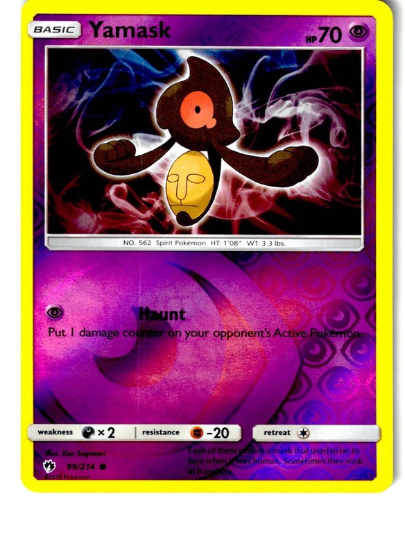 Yamask 99/214 Common Lost Thunder Pokemon Reverse Holo Lightly Played
