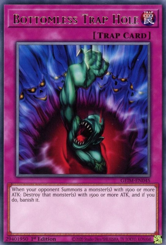 YUGIOH: 1x Bottomless Trap Hole Rare GEIM NM