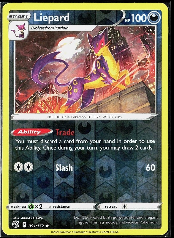 Liepard 091/172 Brilliant Stars Reverse Holo Rare Near Mint Pokemon TCG