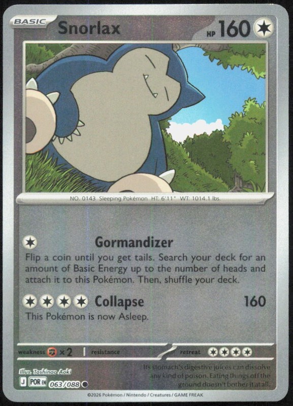 Snorlax Reverse Holo Common ME03: Perfect Order 063/088 NM