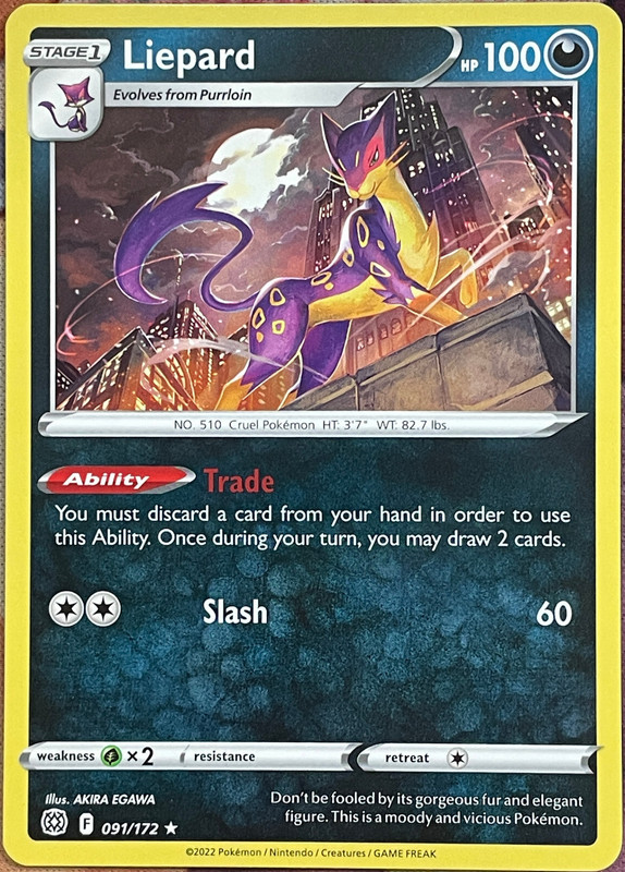 Liepard Rare – 091/172 – Brilliant Stars Pokemon 2022