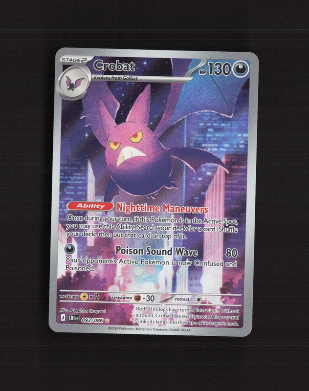 Crobat 093/086 Chaos Rising Full Art Ultra Rare Holo Pokemon Card NM
