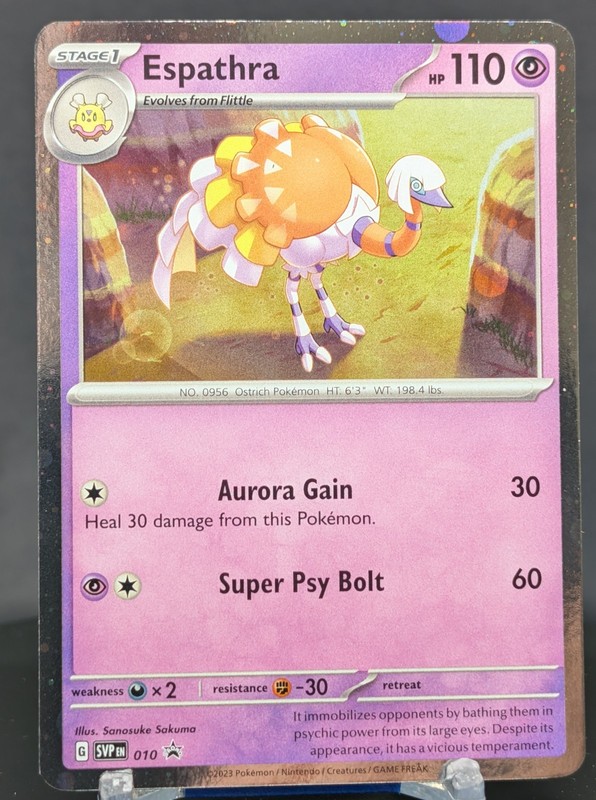 Pokemon Espathra #010 English SVP Black Star Promo Cosmos Holo