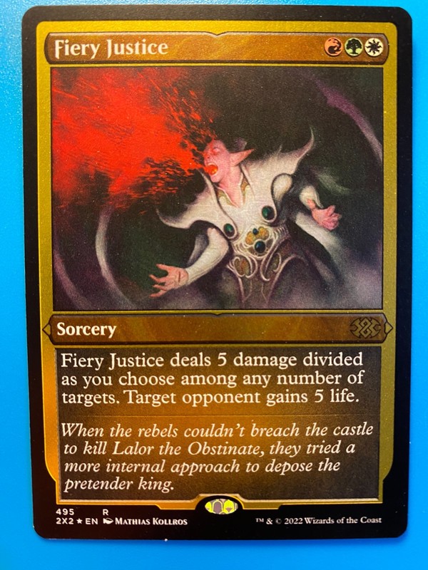MTG 1x FOIL ETCHED Fiery Justice # 495 Double Masters 2022 Magic Gathering x1 NM