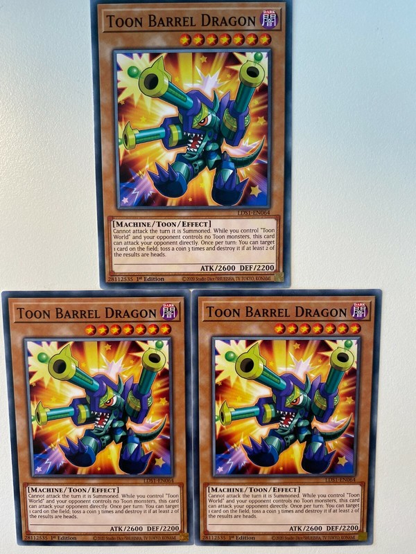 Yugioh Toon Barrel Dragon LDS1-EN064 Common NM x3 Play Set