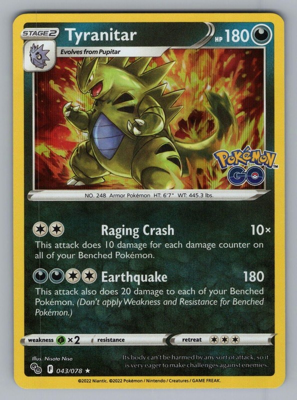 TYRANITAR 043 R POKEMON HOLO NM PGO NISOTA NISO?_
