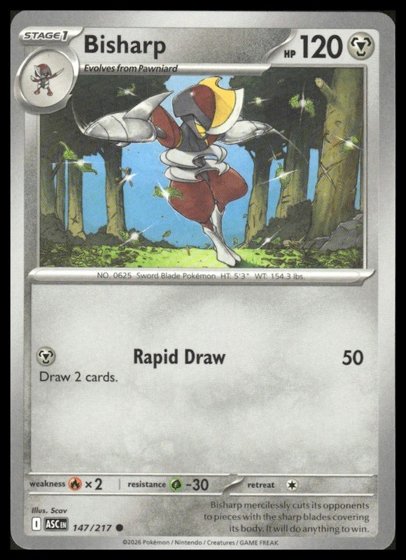 Bisharp 147/217 Common Ascended Heroes Pokemon Near Mint