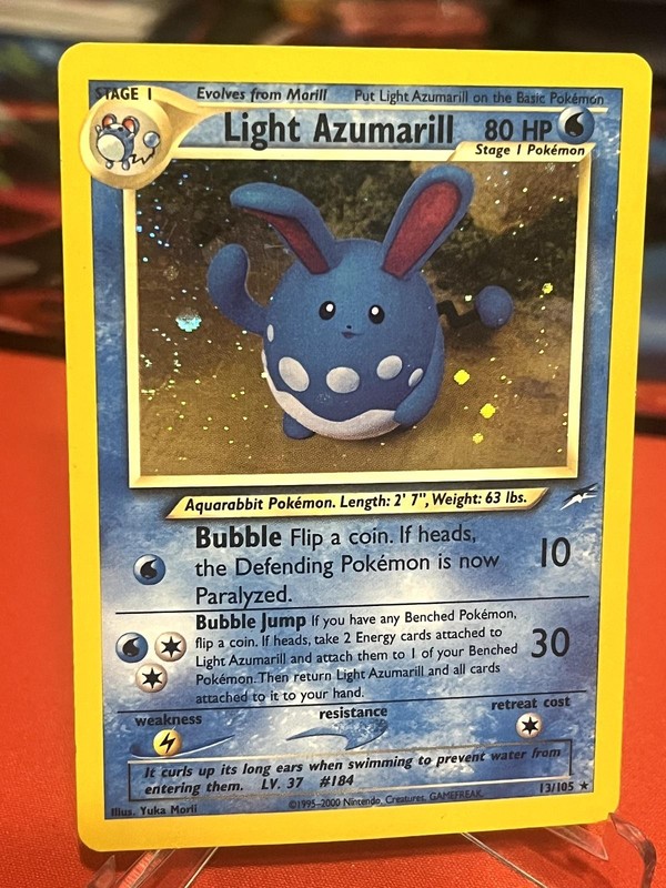 Light Azumarill 13/105 Rare Neo Destiny Pokemon Unlimited Holo MP w/ Swirl